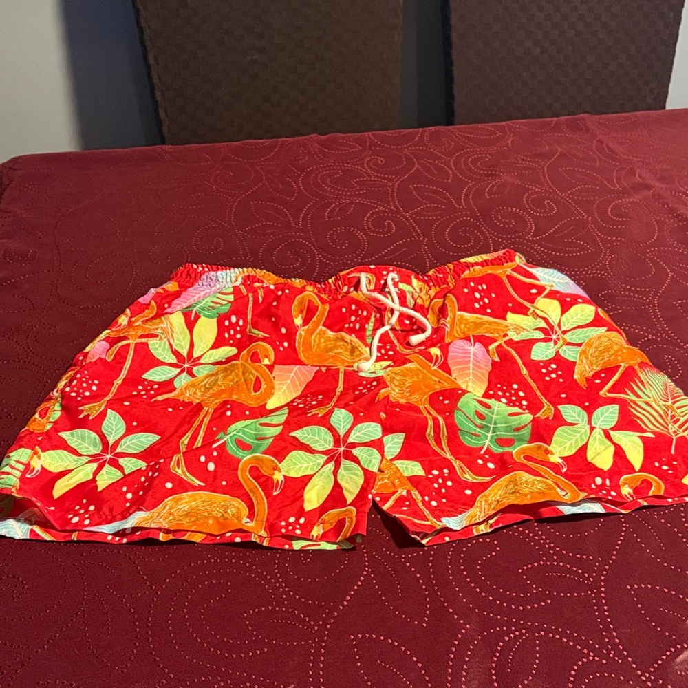 Vibrant Flamingo Print Men's Athletic Shorts. 536